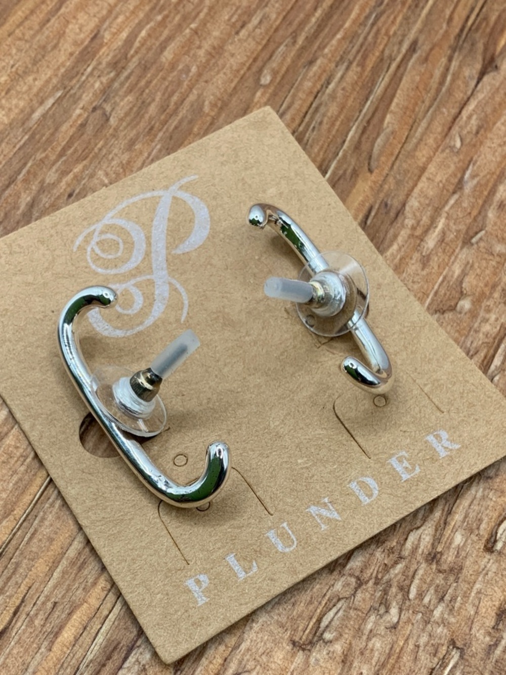 Plunder Design Kendal Shiny Silver Tone Curved Ear Climbers Earrings